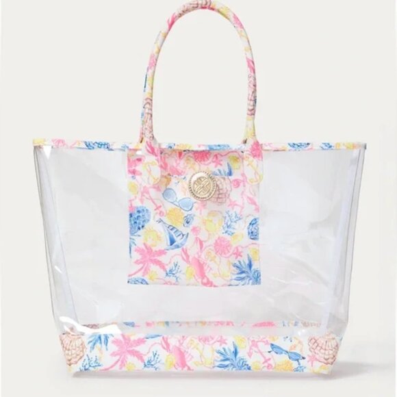 Lilly Pulitzer Clear Beach Tote Bag in Barefoot Beachcomber - Picture 1 of 11